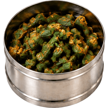 A dabba container of bhindi masala