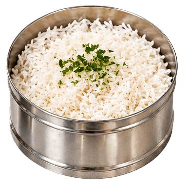A dabba container of steamed rice