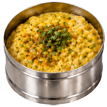 A dabba container of spiced corn