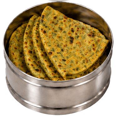 A dabba container of methi paratha