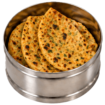 A dabba container of stuffed paratha