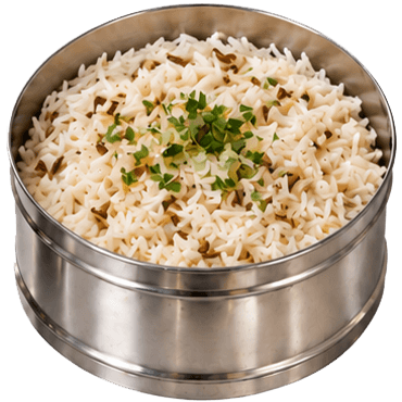 A dabba container of jeera rice