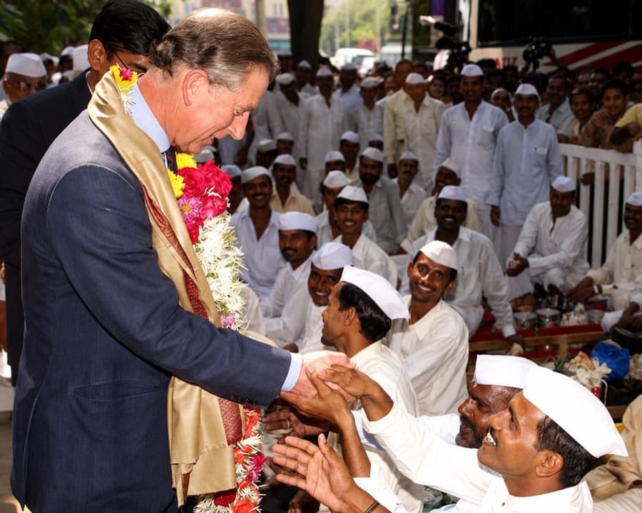 A Mumbai dabbawala at work