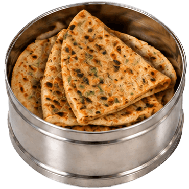 A dabba container of stuffed paratha