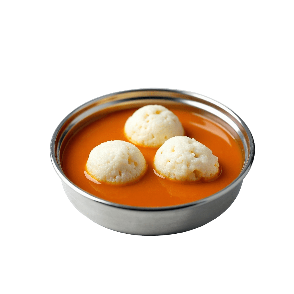 A dabba container of South Indian sambar and idli